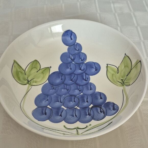 Hand-Painted Blue and Green Ceramic Serving Bowl - Picture 15 of 16